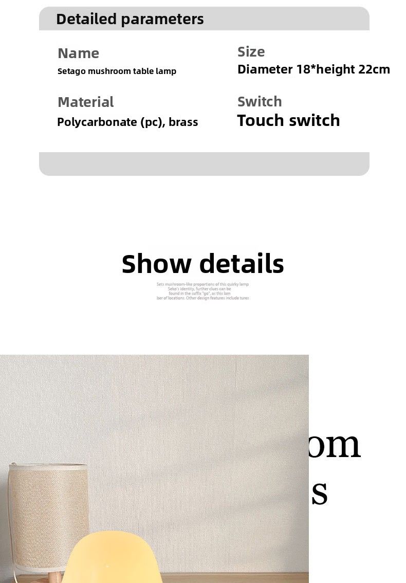 Danish Setago JH27 Mushroom Table Lamp Nordic Rechargeable Decorative Dimmable Portable Atmosphere Night Light_voghion.com