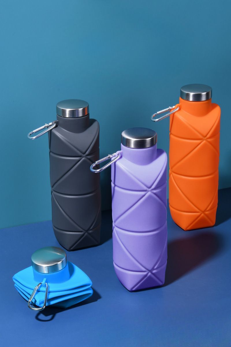 Silicone Foldable Water Storage Cup Food Grade Sports Outdoor Retractable With Lid Anti-scalding Travel Cycling_voghion.com