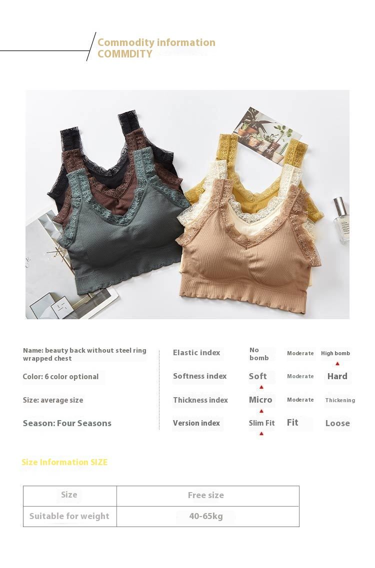 Internet famous lace backless camisole vest women, with bra pads, strapless, anti glare, wrapped chest, and base_voghion.com