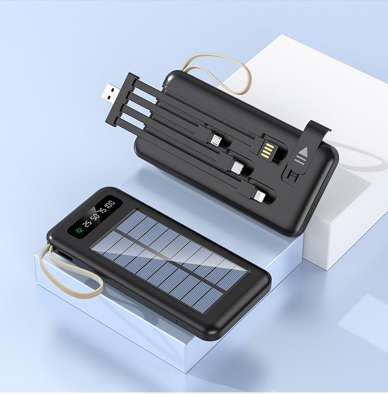 Outdoor Solar Large Capacity Power Bank Shared Built-in Cable Charger 20000mAh_voghion.com