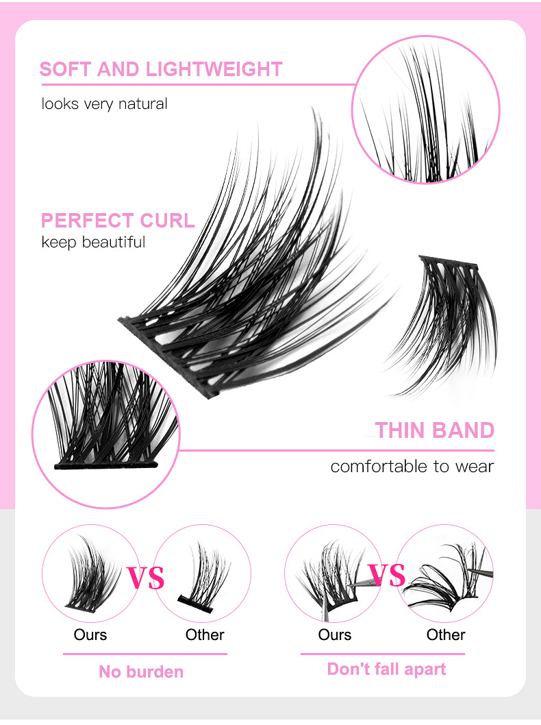 Lash extension set Sectional Fleece Glue Tweezers Set Natural Thick False Eyelashes C-curl Single eyelash cluster_voghion.com