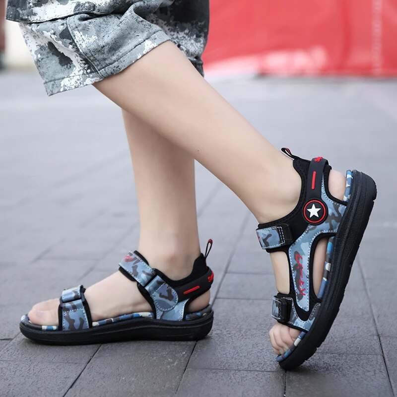 Estate spiaggia bambini, scarpe alla moda per ragazzi 5-16 anni, no ALD, outdoor, ombre astronomiche, sandali in cuoio_voghion.com