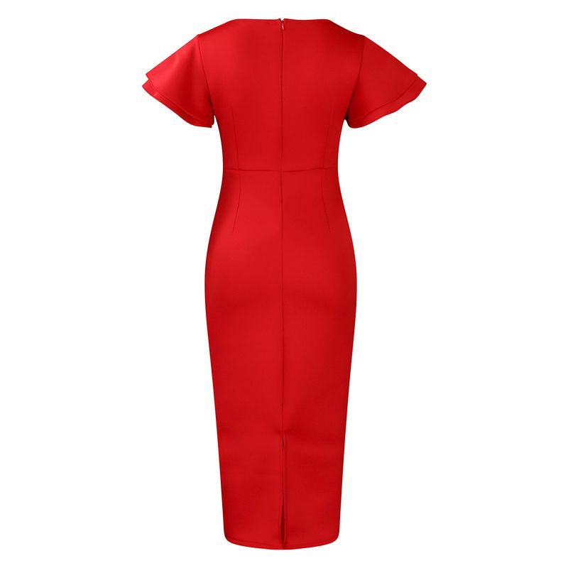 Women's Clothing fashion temperament elegant ruffled solid color hip wrapped _voghion.com