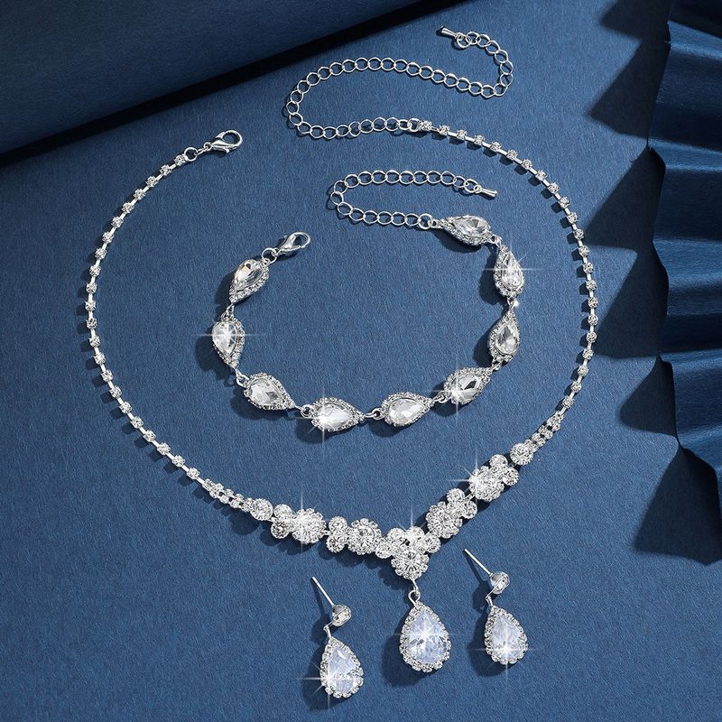 Set di gioielli da donna, set di gioielli da sposa alla moda, collana di alta qualità, orecchini, bracciale, abito da sposa, lusso, elegante, accessori coordinati_voghion.com