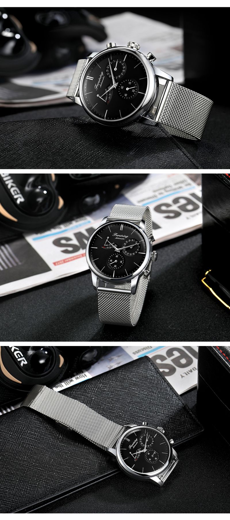FORSINING High Quality Energy Display Luxury Business Man Watch Automatic Movement Mechanical Men's Watches Waterproof Mesh Belt_voghion.com