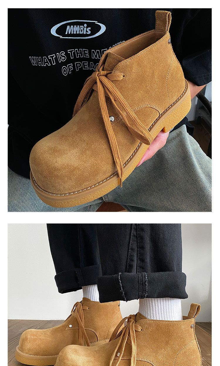 2025 Herbst Neue Echtes Leder Martin Kuh Wildleder Chunky Derby Schuhe männer Arbeit Kurze Stiefel_voghion.com