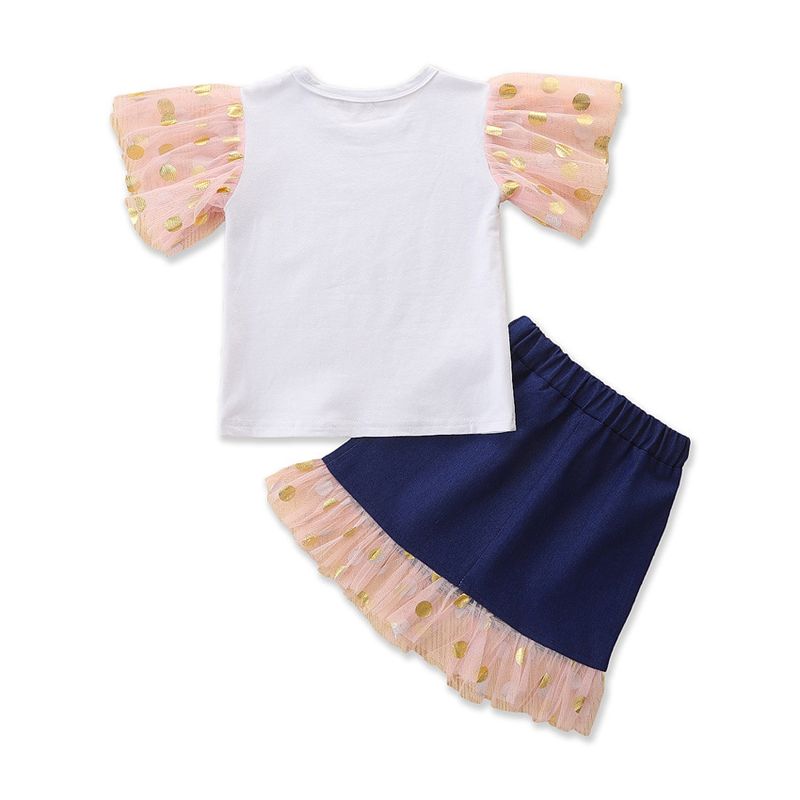 Kinderkleidung Sommer Mädchen Jeansanzug Baby Unregelmäßige Hosenträger Top Faltenrock_voghion.com