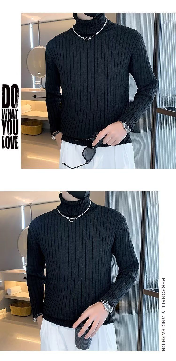 Maglione dolcevita da uomo 2025, autunno inverno, vestibilità slim, caldo, a collo lungo, tinta unita, maglia di base_voghion.com