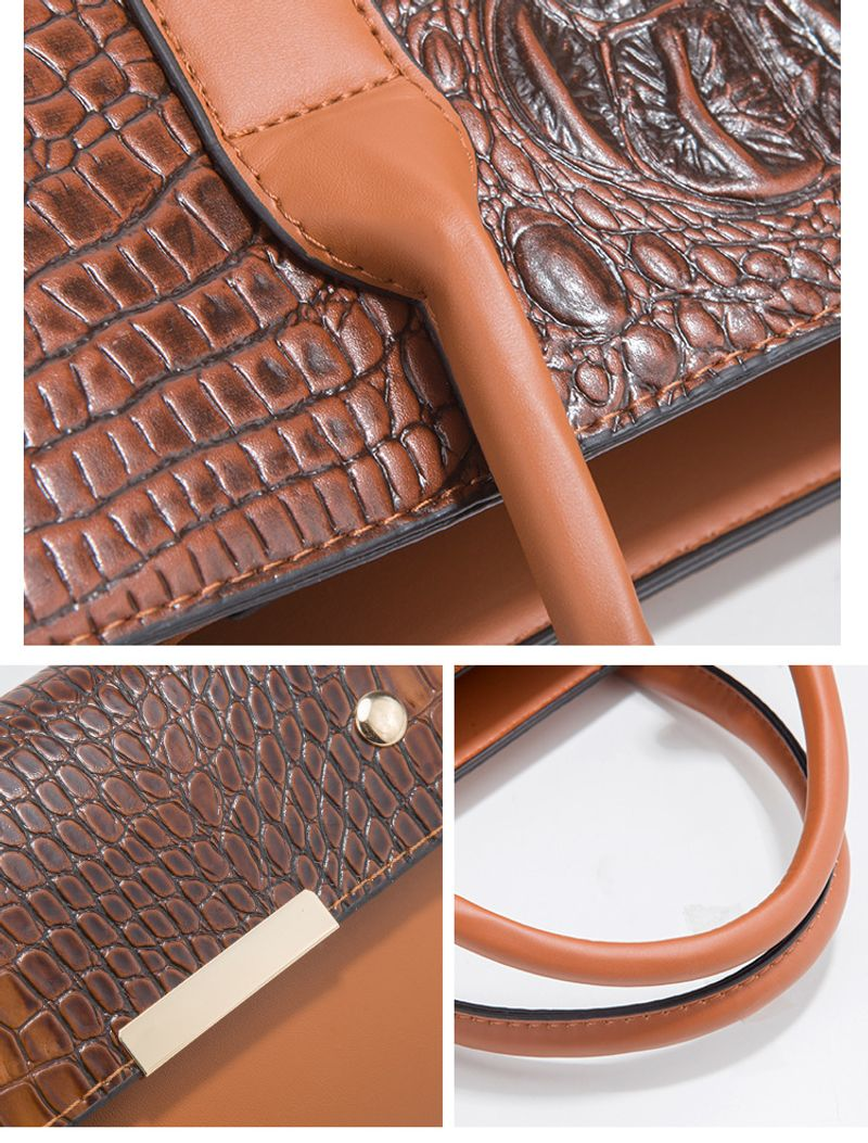 Umhängetasche Neu eingeführte hochwertige Handtasche mit Krokodilmuster Modische und großvolumige dreiteilige Tasche_voghion.com