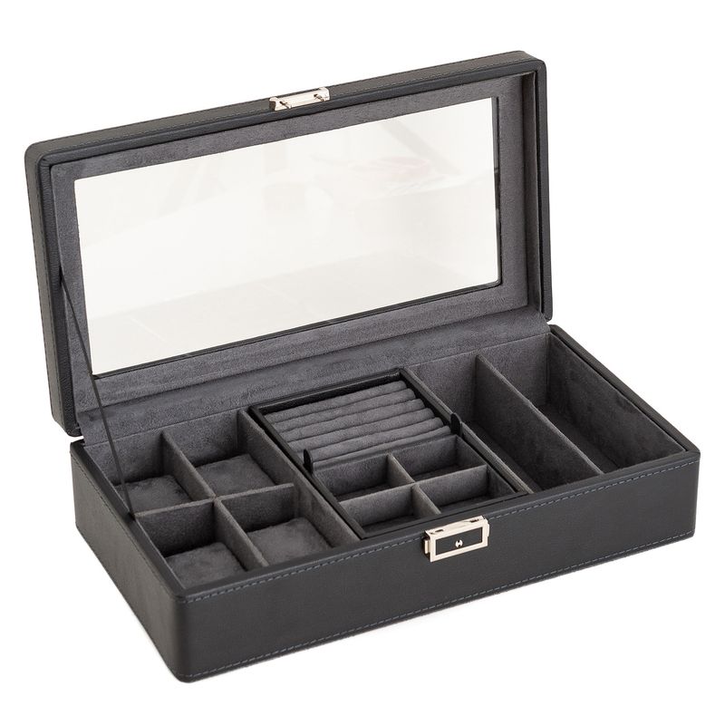 Black Green New Lychee Pattern High End Watch Box 3 Bit 6 Bit 12 Bit Double Layer Watch Jewelry Storage Box_voghion.com