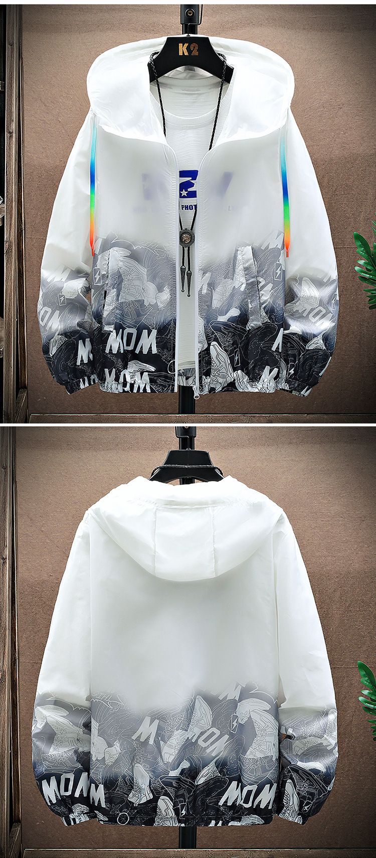 New ultra-thin breathable ice silk summer men's sun protection pattern gradient windbreaker cardigan jacket_voghion.com