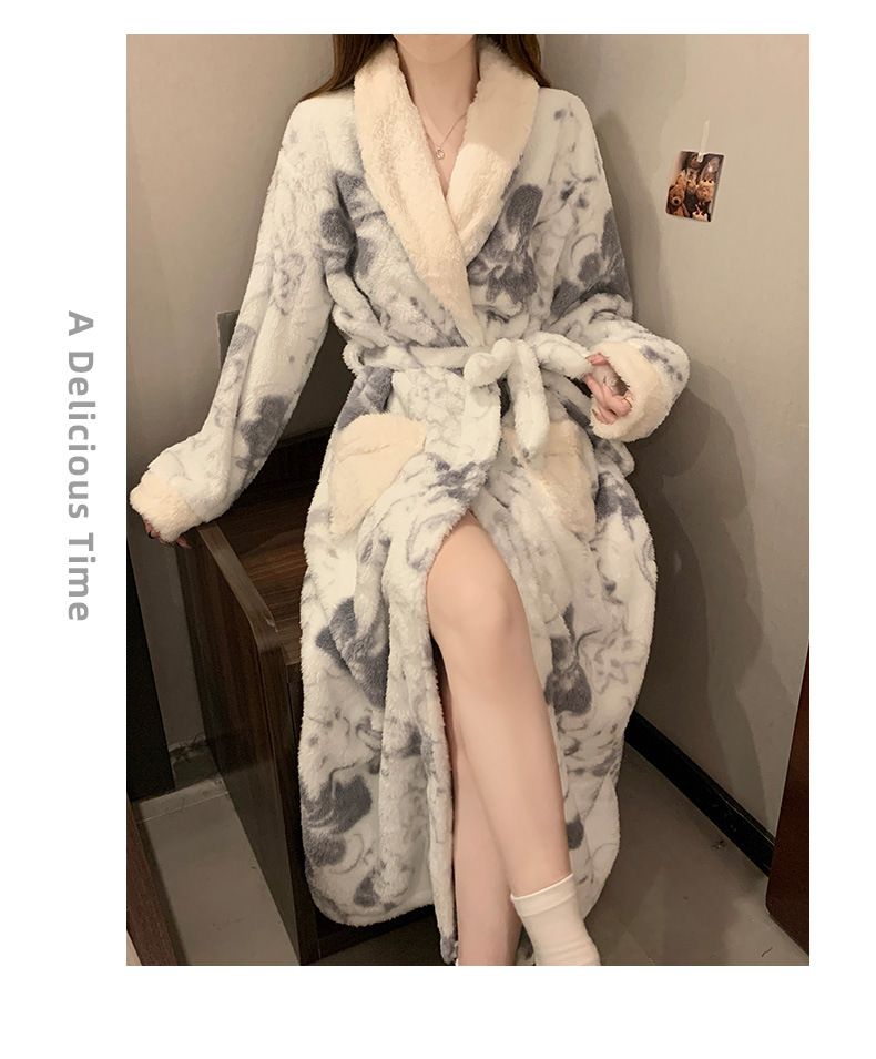 nightgown Women's Autumn And Winter Thickened Loose And Comfortable High-end Women's Bathrobe_voghion.com