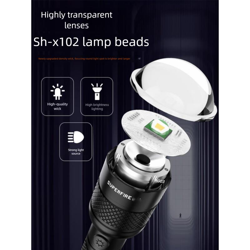 Shenhuo SupFire Flashlight Strong Ultra Bright Long Battery Life Outdoor Survival Zoom Military Small Portable Home Use_voghion.com