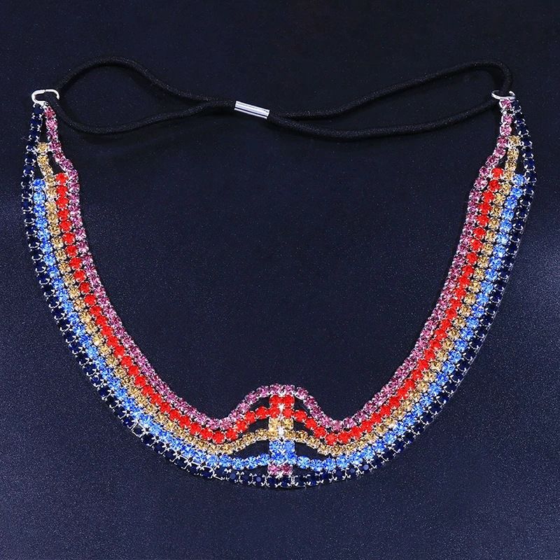 Accessori per capelli alla moda di vendita calda Accessori per capelli con strass colorati di lusso multistrato da donna Copricapo di gioielli_voghion.com