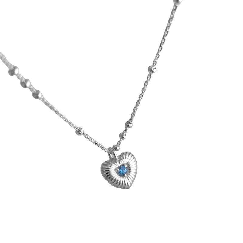S Reines Silber Vertikales Muster Eingelegter Diamant Kleine Herz Halskette Für Frauen Ins Nischen Design Persönlichkeit Süß Cool_voghion.com