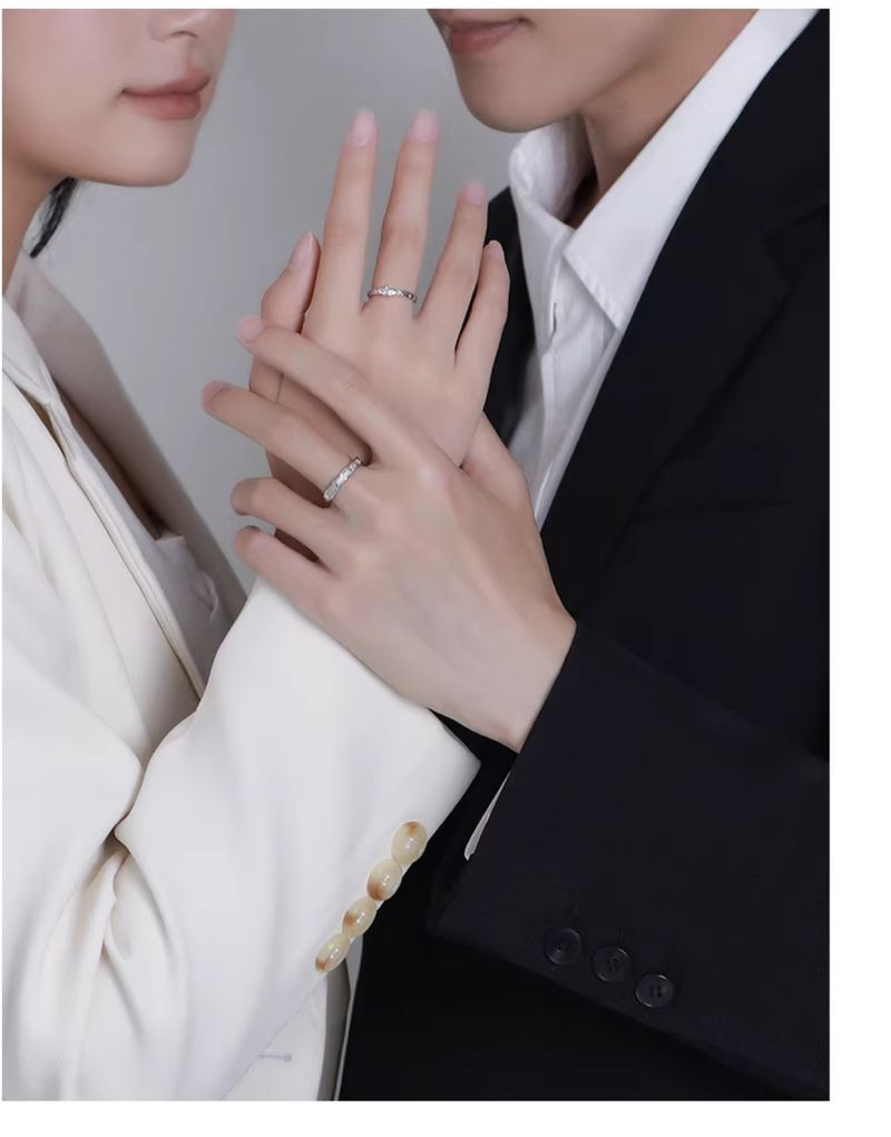 S925 Sterling Silber Nordstern-Paarringe für Damen und Herren, hochwertiger Luxus-Schmuck: Verstellbare offene Ringe_voghion.com