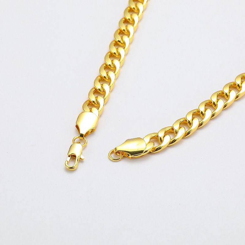 Neuer Stil Personalisierte kubanische geprägte Mode Einfache Gold geflochtene Kette Paar Armbänder_voghion.com