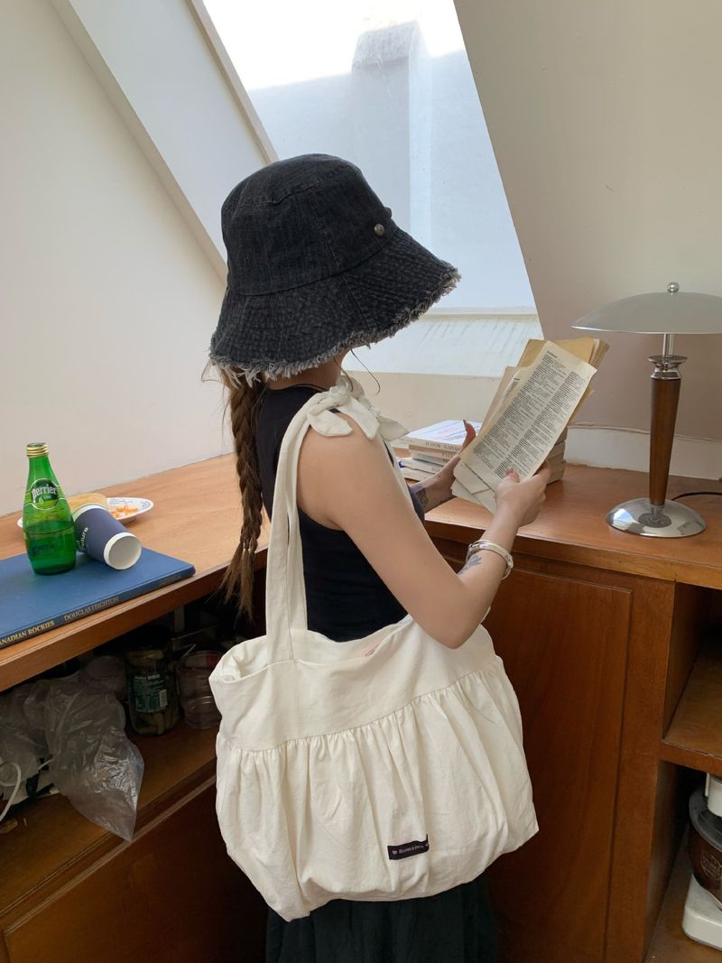 Bolso de mano de lona coreana con textura de gran capacidad y estilo dulce de la misma hermana vecina._voghion.com
