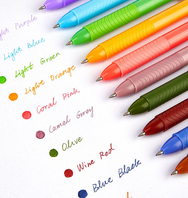 S686 10-Color Retractable Gel Pens Set - 0.5mm Fine Tip, Quick-Dry Ink For Note Taking, Journaling, Drawing & School Supplies (Assorted Colors)_voghion.com