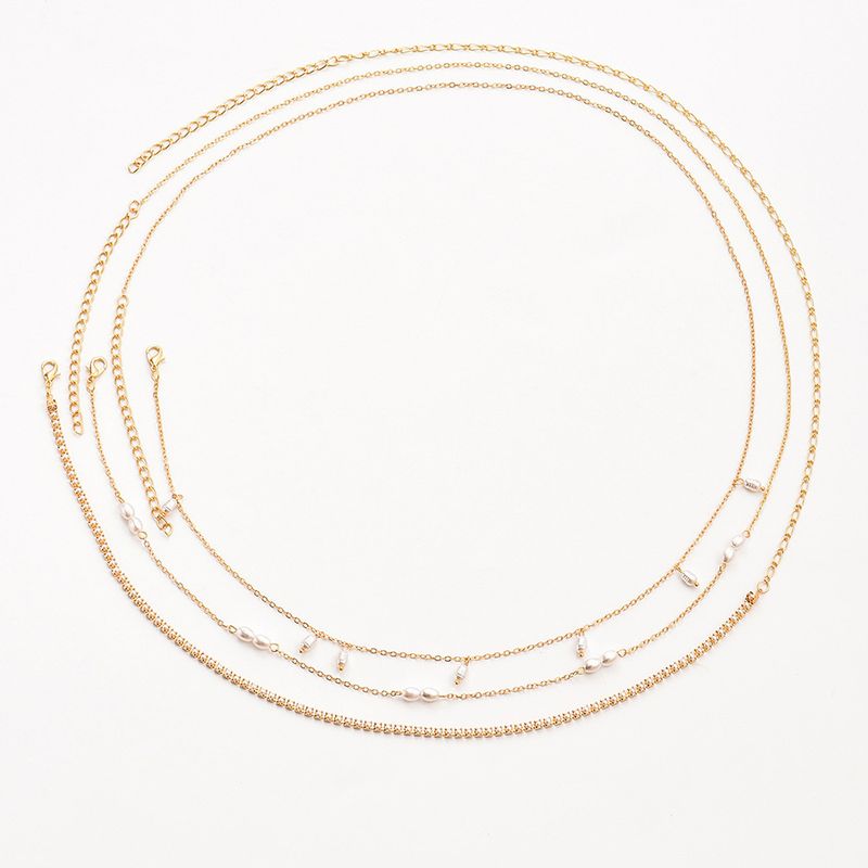 DZ0360 Chaîne de taille simple en perles de riz pour femme, style pastoral créatif_voghion.com