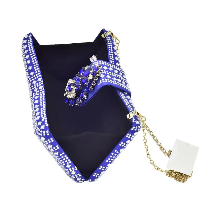 Sandali con tacco a spillo incastonati di diamanti con set di borse da cena Borsa da sera con strass dal design elegante_voghion.com