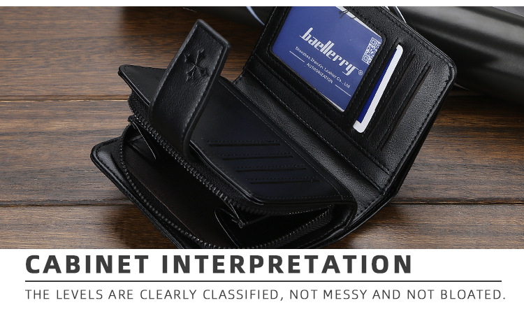Wallet Men's Short Multi-functional Vertical Zipper Coin Wallet Multi-card Soft Leather Wallet_voghion.com