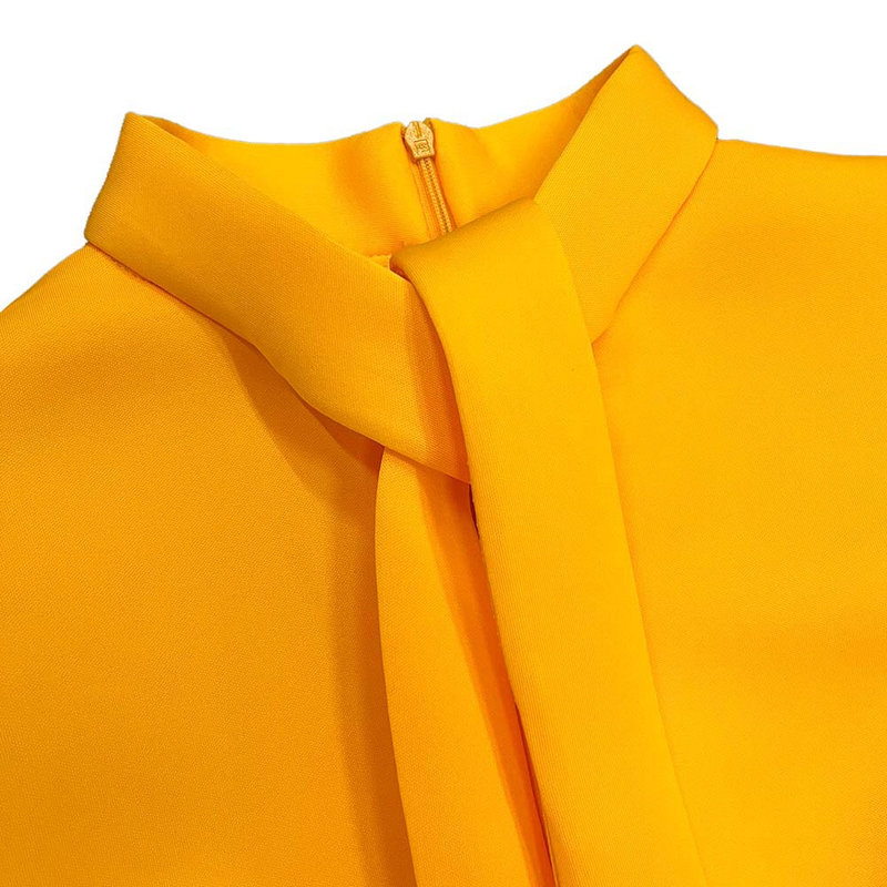 Rochie de banchet pentru femei de marime mare de vara nou bowknot doamnelor de culoare solida fusta cu maneca scurta _voghion.com