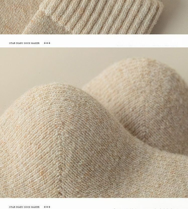 Women's Socks Autumn And Winter Thickened Warm Wool Socks Medium Tube Socks Solid Color Thick Socks Winter High Stockings_voghion.com