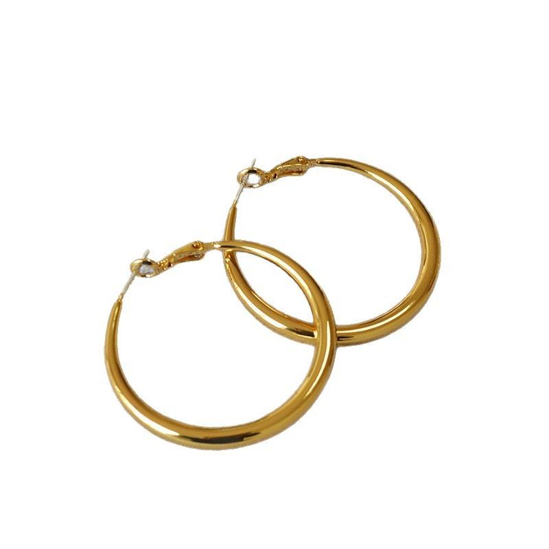 Hoop Simple Circle Silver Needle Elegant Commuting Versatile High-end Sense Earrings For Women Oversized Ear Drops_voghion.com