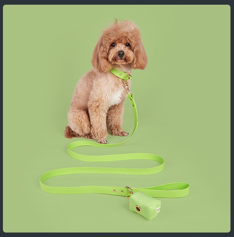 Haustierbedarf PVC-Halsband wasserdicht und leicht zu waschen Kotbeutel Hundeleine Set_voghion.com