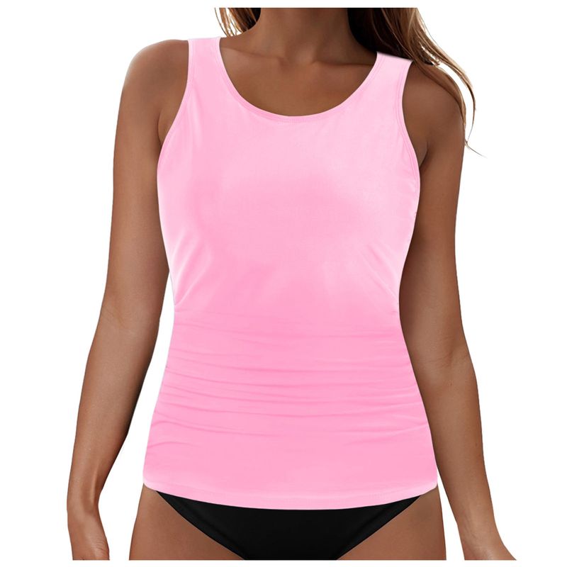 Women's Clothing Solid Color Split Swimsuit Solid Color Sexy Bikini Beach Hot Spring Swimsuit Single Top_voghion.com