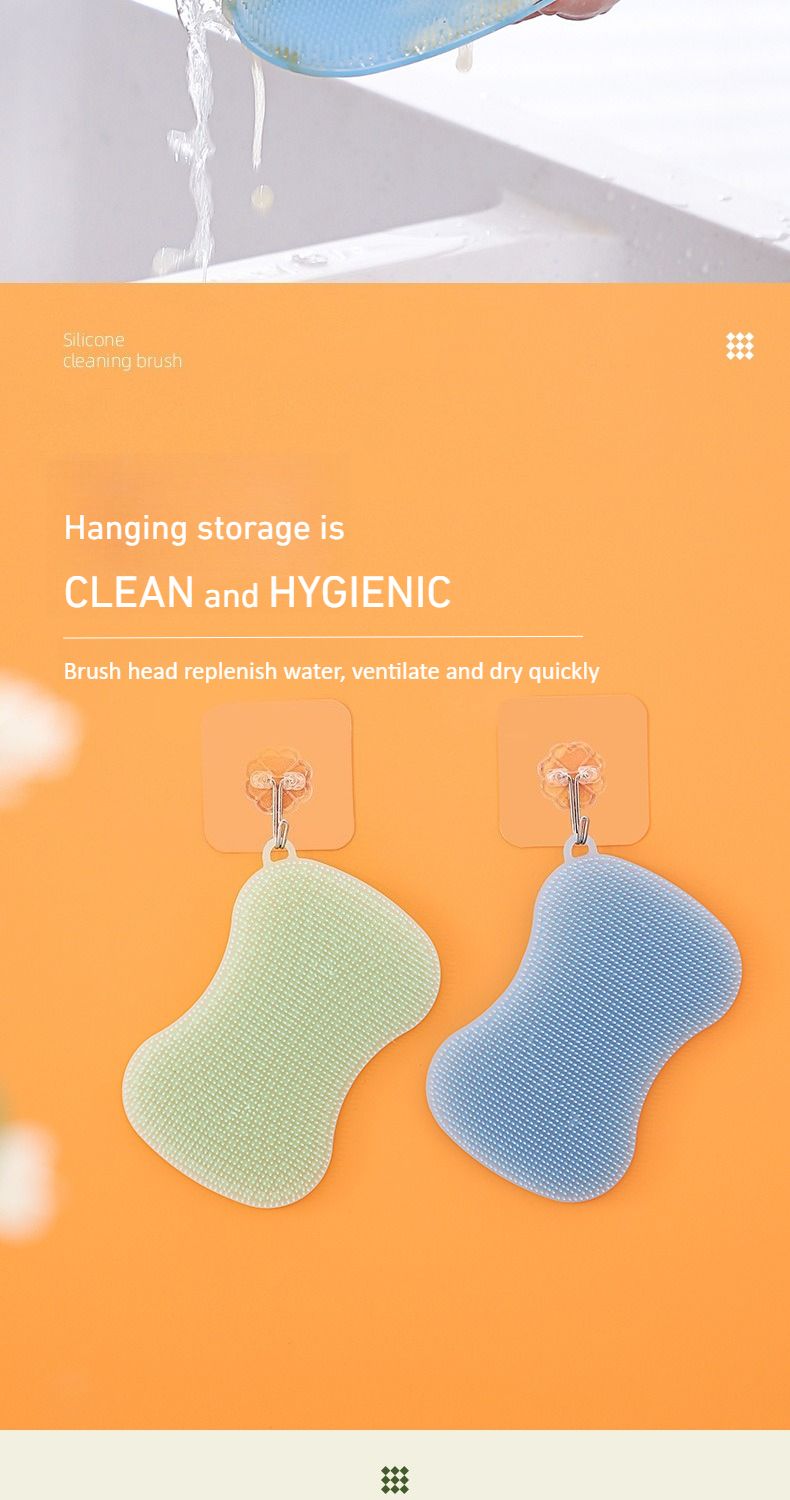 Spazzola multiuso in silicone per uso alimentare | Spazzola per la pulizia dei piatti e del viso | Spazzola in silicone 2 in 1 | Strumento per la pulizia della cucina e della cura personale_voghion.com