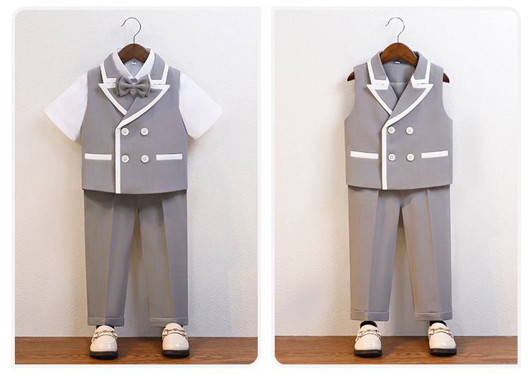 Kinderkleidung Jungenkleid Blumenmädchen erster Geburtstag kleiner Anzug Kinder britischer Anzug Weste Set Gastgeber Klavier Performance Kostüm_voghion.com