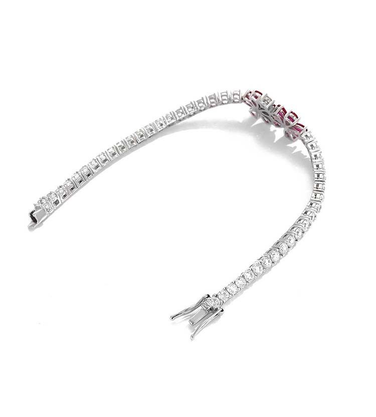 Bracciale da donna in argento sterling S925 con margherita e pietre preziose in agata rossa e diamanti, design minimalista, lunghezza regolabile_voghion.com