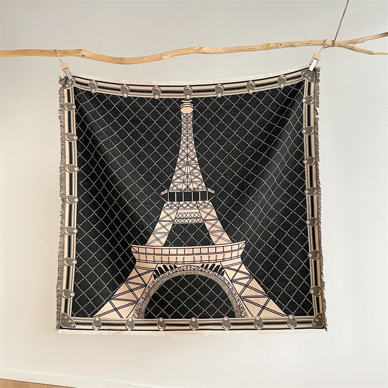 Sciarpa in stile retrò, scialle versatile in cashmere caldo a torre invernale, sciarpa quadrata, scialle bifacciale da donna_voghion.com