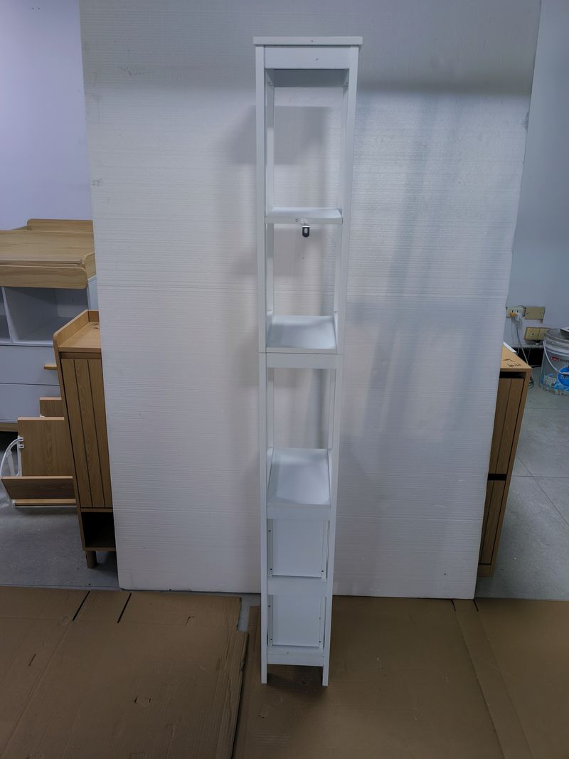 Schmaler Hochschrank Fürs Badezimmer, Freistehend Mit 2 Schubladen & 3 Böden, 20x30x160 Cm, Bianco_voghion.com