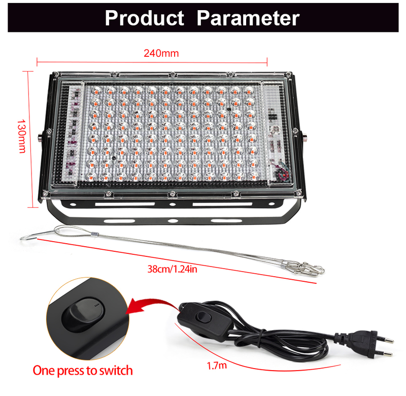 LED-Wachstumslicht, Phyto-Lampe, AC 220 V, 100 W, LED-Vollspektrum-Flutlicht, für Innen- und Außenbereich, Gewächshauspflanze, Hydrokultur-Pflanzenstrahler_voghion.com