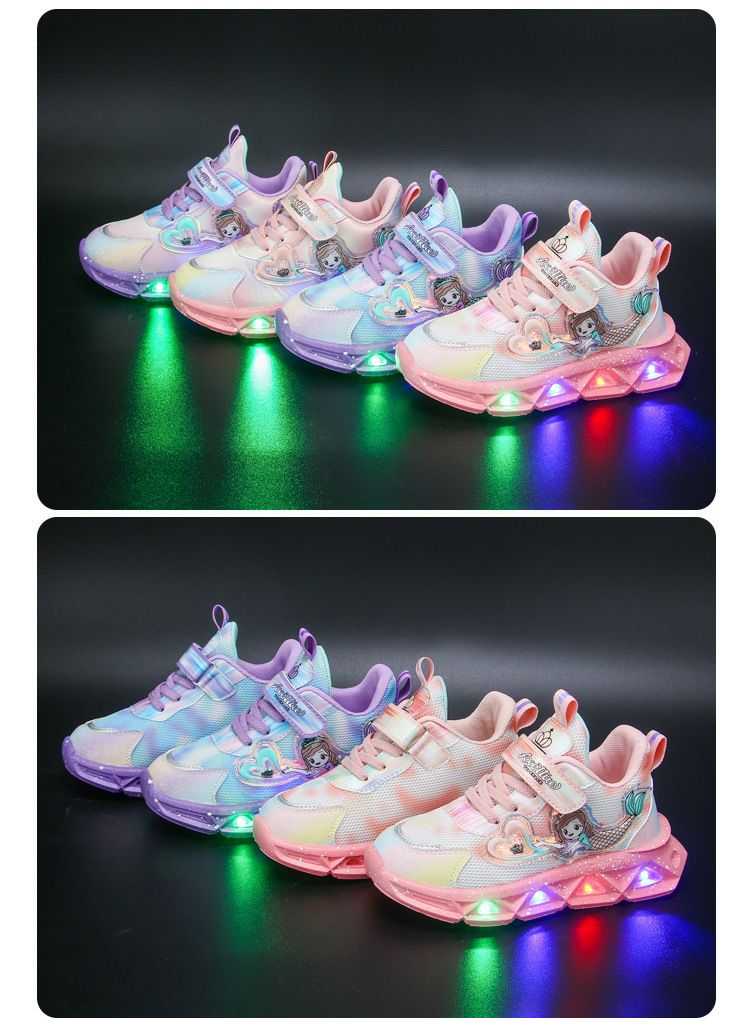 Children with light sneaker 2024 spring and autumn mesh breathable children's shoes medium and small children Princess lightweight casual shoes_voghion.com