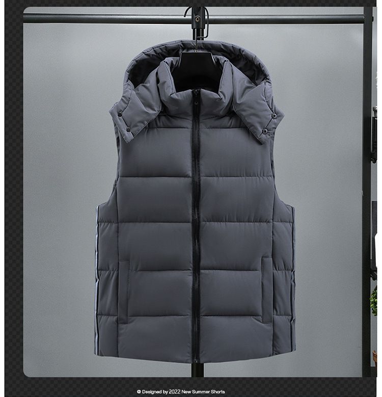 Reflektor-Pufferweste für Herren, warme Winterjacke, ärmellos, Übergröße, Steppweste für Outdoor-Sportarten (Schwarz, Grau, Blau, Rot)_voghion.com