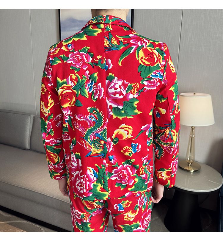 2024 Wiosna Jesień Nowa męska moda i wypoczynek Northeast Big Flower Suit Top Coat_voghion.com