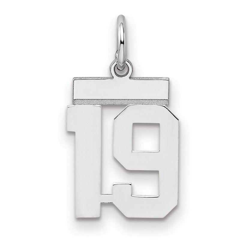 Sterling Silver/Rhodium-plated Polished Number 19 Charm_voghion.com