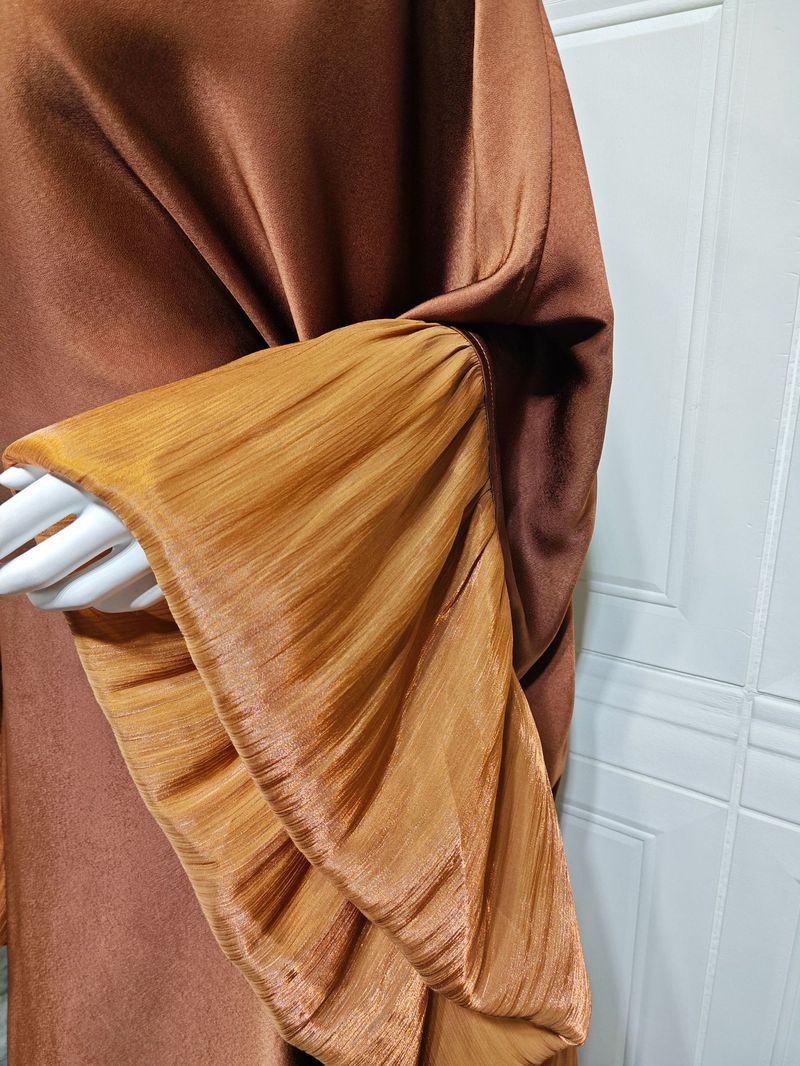 Damenbekleidung Muslimische Mode Robe Kleid Taille Satin_voghion.com