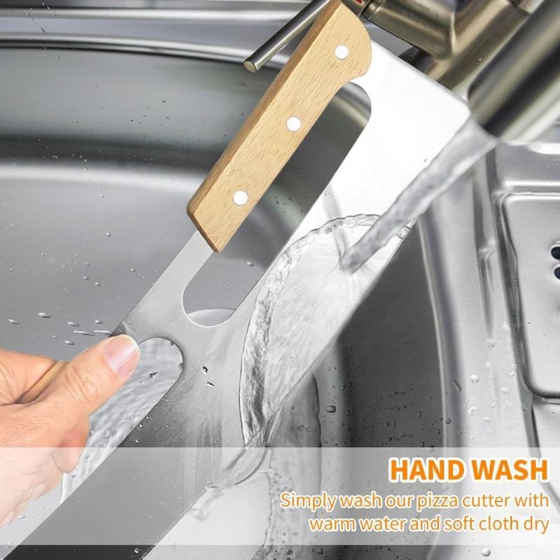 Coltello affettatore con manico ALLTOP, lama in legno inossidabile, con bilanciere, taglia pizza, doppio grande taglierino in acciaio Essen, plastica_voghion.com
