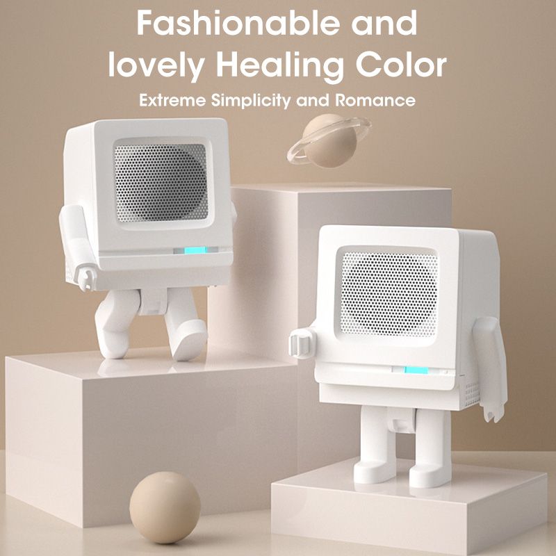 TWS Retro Robot Speaker USB Opladen Mini 5.0 Bluetooth Kleine NFC Speaker Draadloze Draagbare Buiten Audio Subwoofer_voghion.com