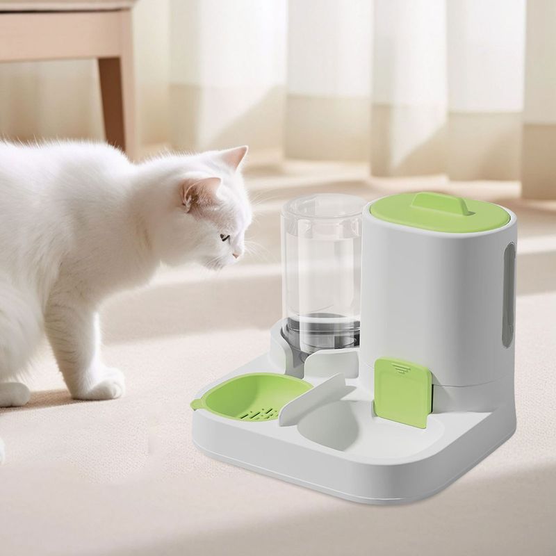 2-in-1 Auto Pet Feeder & Water Bowl, Removable For Easy Cleaning, Compact Food Station For Multiple Pets, Cats Or Small Dogs_voghion.com