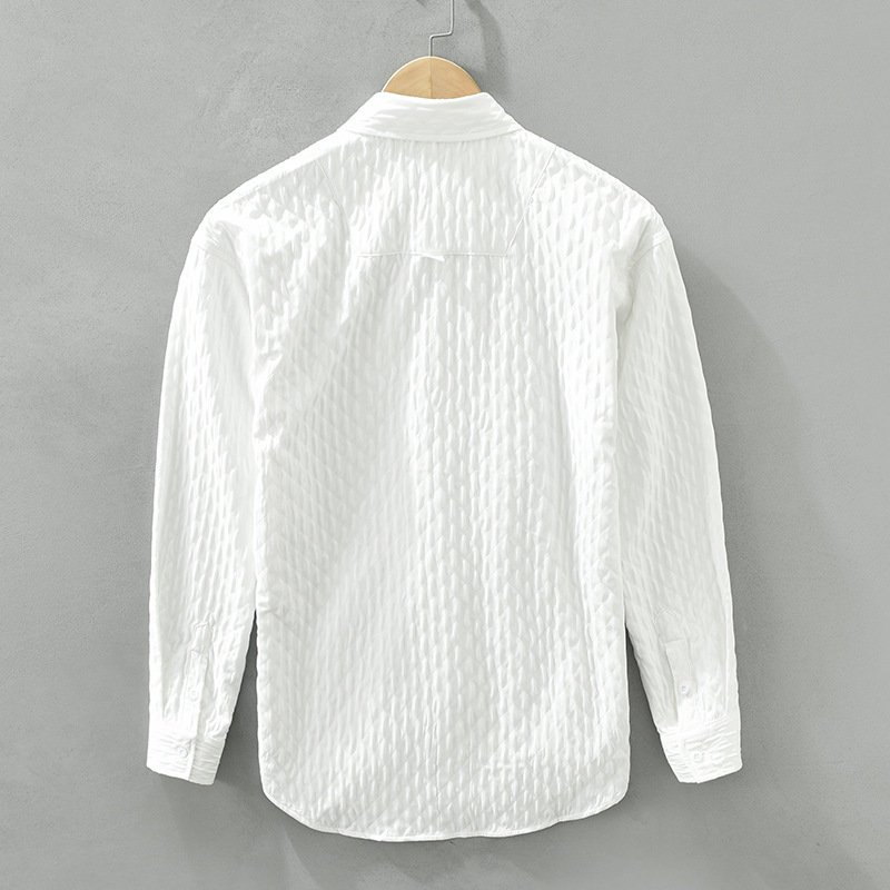 6790 Camicia minimalista giapponese a maniche lunghe per comodo top casual artistico da uomo con base ampia per abbigliamento da uomo, un pezzo per capelli_voghion.com