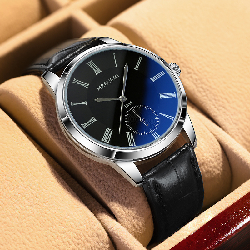 Orologio da uomo d'affari alla moda e di temperamento di vendita calda con cinturino semplice con luce blu, orologio al quarzo popolare_voghion.com