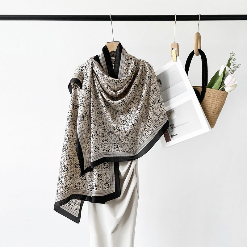 Sciarpa di seta di alta qualità, nuova di zecca, da donna, con stampa di camelia, in raso_voghion.com