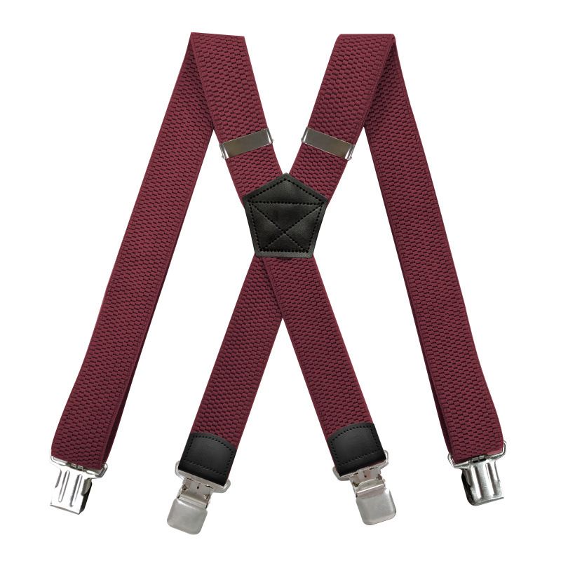 VOOTHOST Heavy Duty Suspenders For Men Work Outdoor 3.5cm X-Back 4 Strong Clips Adjustable Elastic Trouser Braces Strap Belt F0212_voghion.com