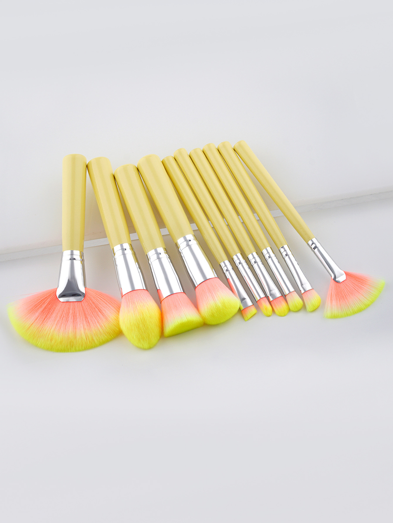10 hellgelbes Qualitäts-Make-up-Pinsel-Set_voghion.com